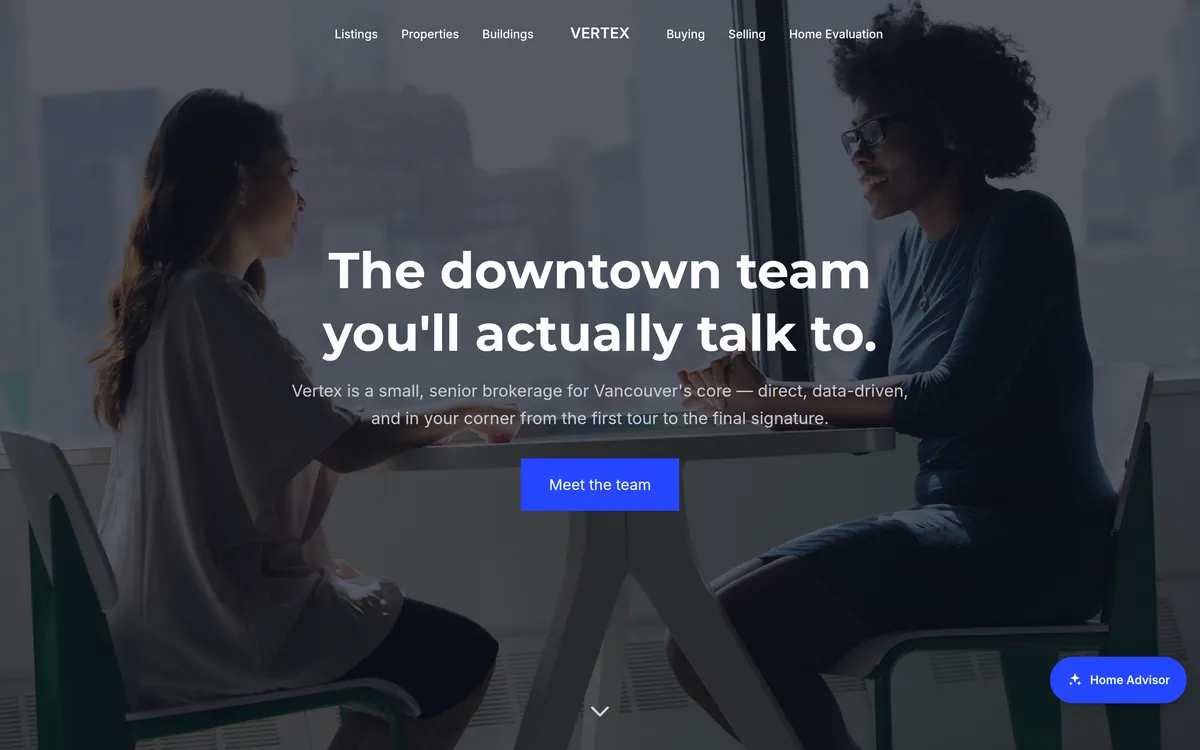 The Vertex design, a live demo site